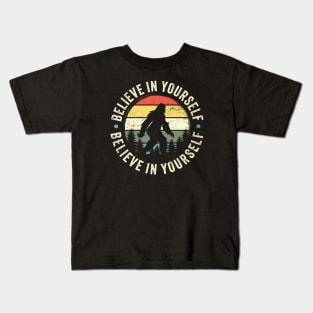 Believe In Yourself: Funny Vintage-Inspired Bigfoot Silhouette Kids T-Shirt